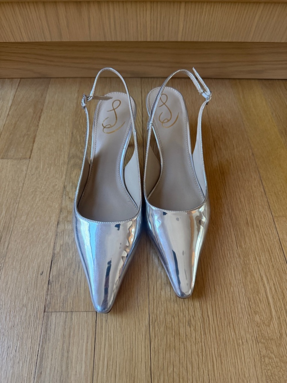 Sam Edelman Metallic Silver Pointed Slingback Heels